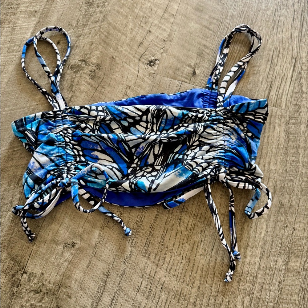 Balance Athletica Blue and Black Bikini Top